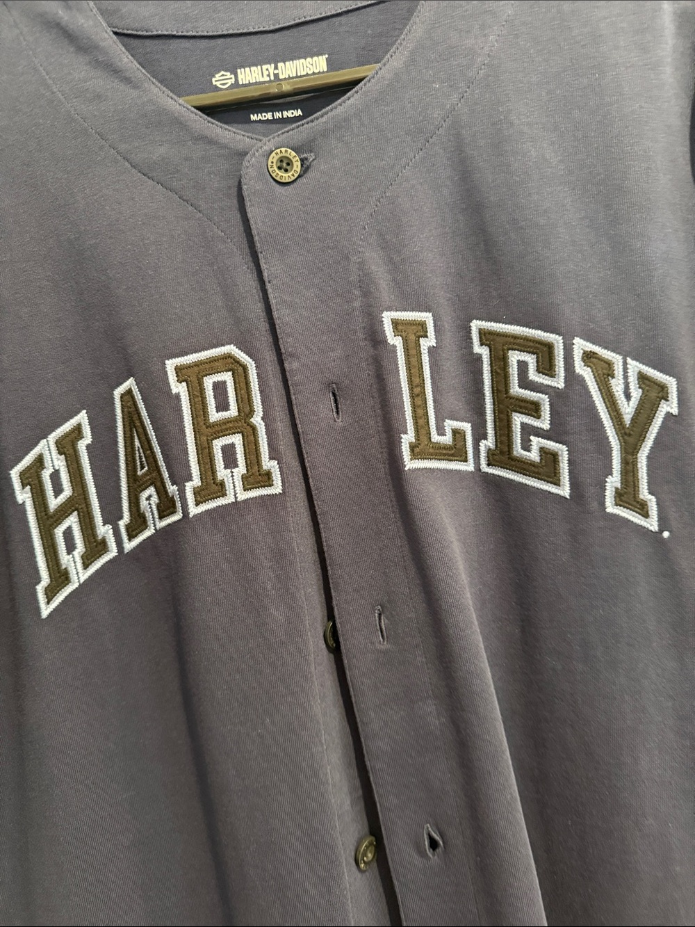 Harley-Davidson Navy Blue Button Front Baseball Jersey - Picture 3 of 8